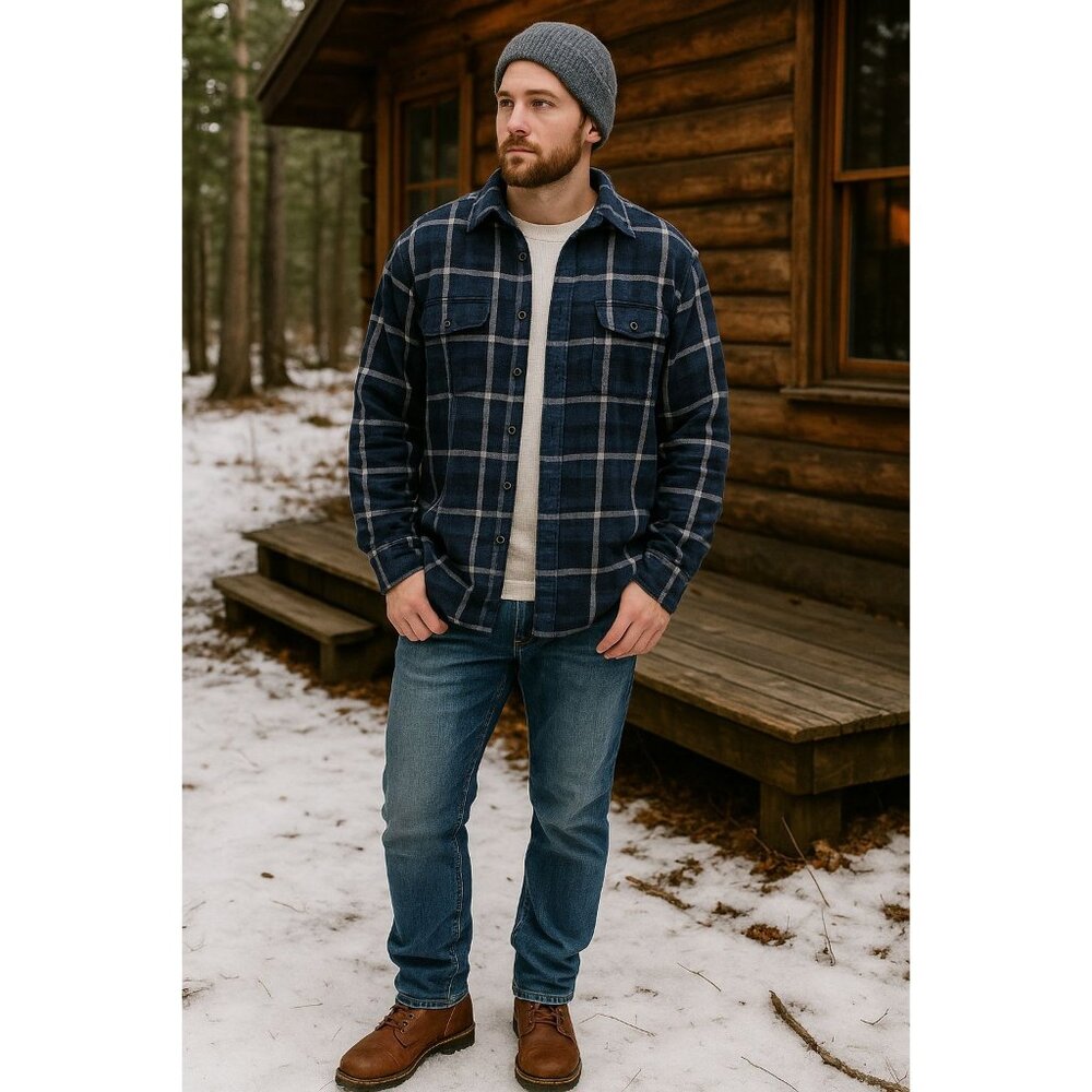 Soma Life Style XXL Blue Plaid Flannel Shirt Cozy Layer Casual Grunge Cabincore